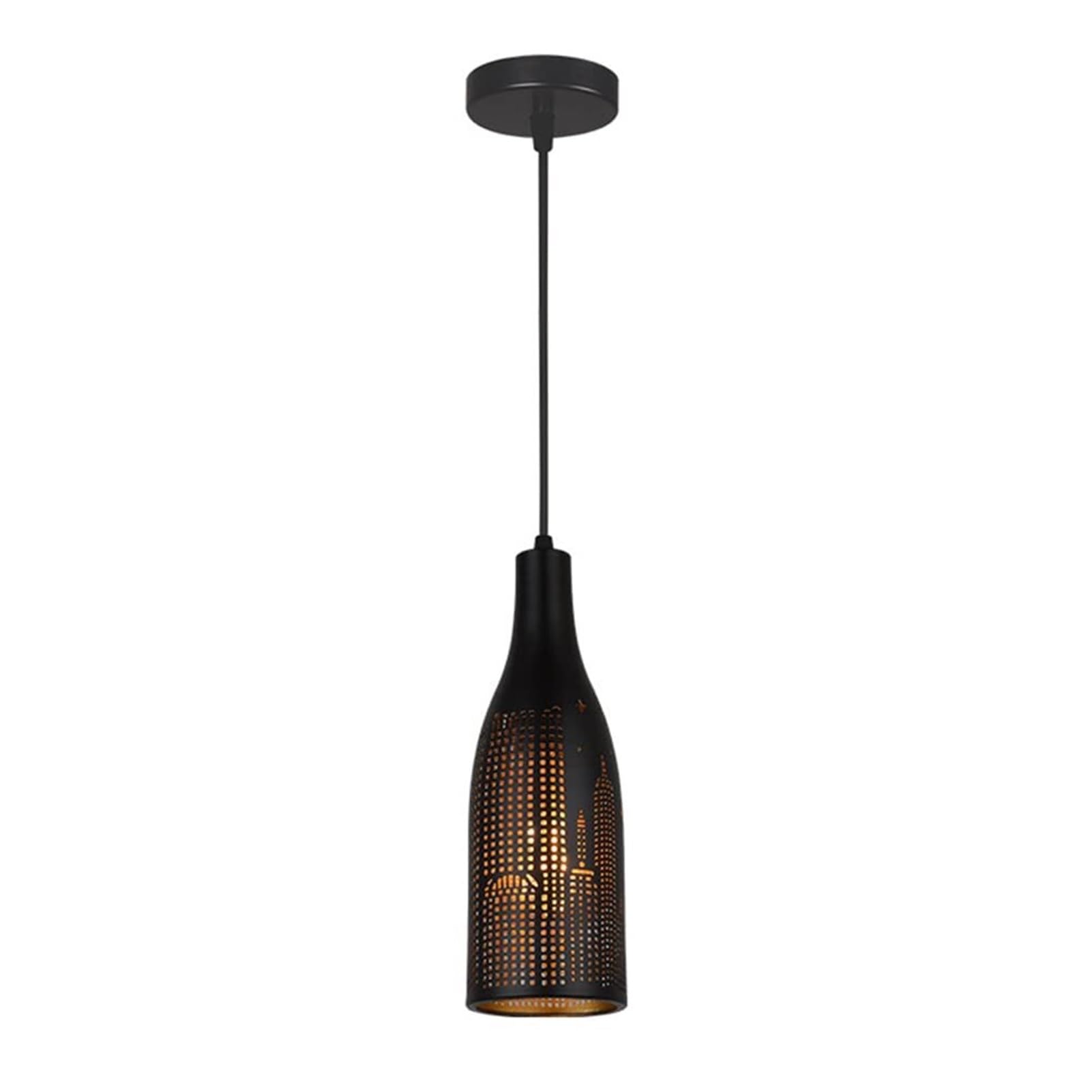 Moroccan Black Retro Mosaic Iron Pendant Lamp Chandelier Hanging Lighting Ceiling Fixture E27 Industrial Loft Decor Style For Bar Cafe Restaurant