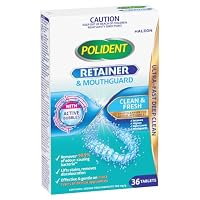 Polident Retainer & Mouthguard Daily Denture Cleanser Tablets, Clean and Fresh, 36 Tablets