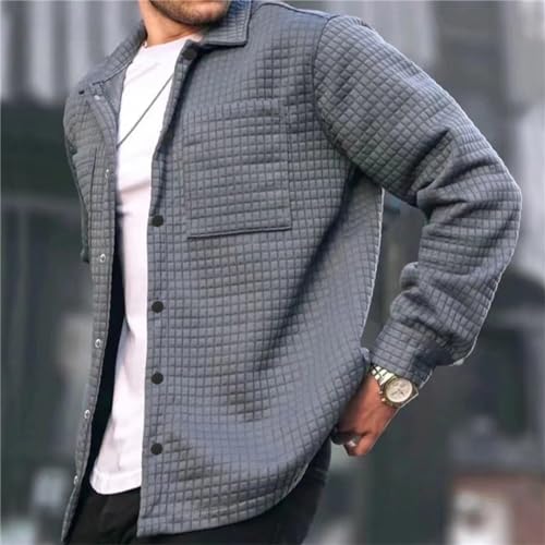 ZYXTIM Men Jackets Waffle Long Sleeve Button Down Snap Slim Casual Fashion Blazer Coat Cotton Sport Varsity Jacket Cardigan2