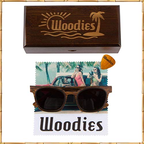Woodies One-Bridge Classic Round All-Wood Sunglasses | Panto Shape, Dark Polarized Lens | 100% Uva/Uvb Ray Protection #TOP2