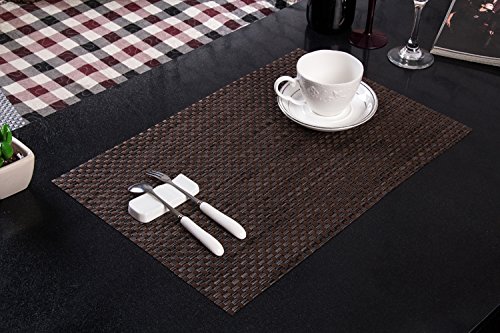 Clest F&H trenzado 8-8 black and red PVC Mantel individual / Salvamanteles para comedor , Juego de 2 piezas 45 x 30 cm