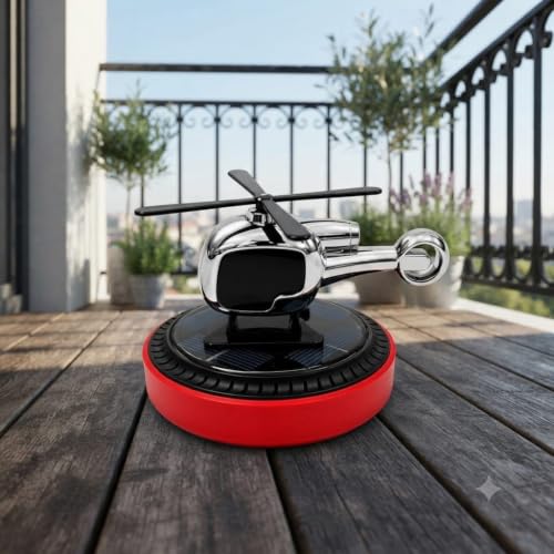 Image of Solar Powered Heilcopter Car Air Freshner & Perfume Diffuser, | Innovative Solar-Powered Design Refreshing Fragrance