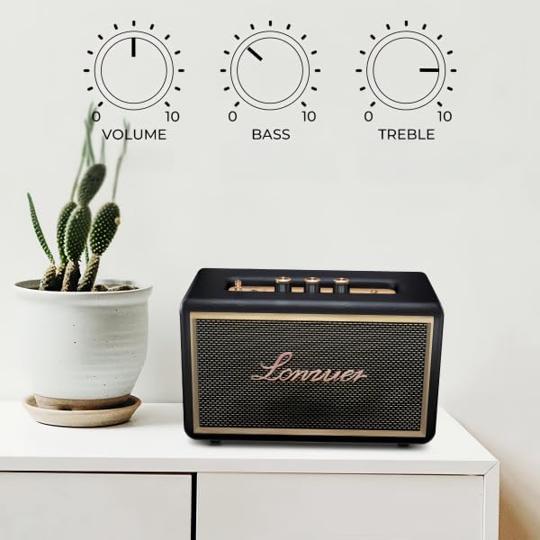 Miniatura 5 de Altavoz Bluetooth de madera retro, 10000mAh Altavoz inalámbrico portátil con TWS estéreo, AUXSD para el hogar, al aire libre y viajes