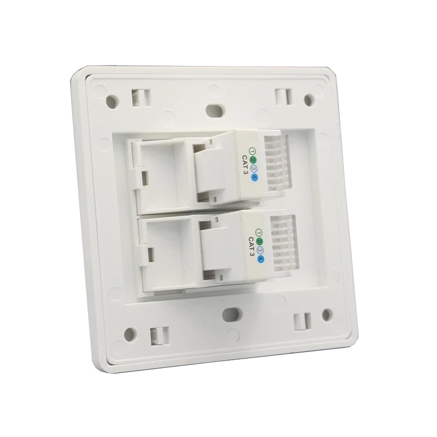 Dual Port CAT3 RJ11 Telephone Wall Plate 86x86mm Telephone Line Connector White Frame Socket