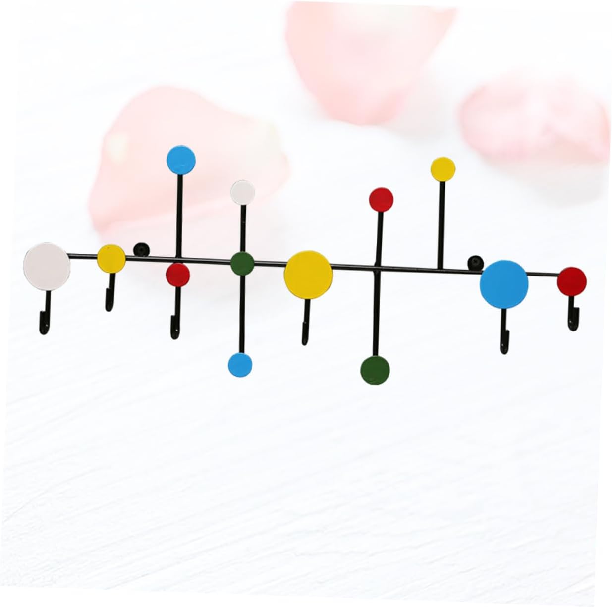 PRETYZOOM Nordic Style Iron Hook Rail with Colorful Dots Wall Mounted Hangers for Coats Towels and Bags Eco-Friendly Home Organizer for Bedroom Bathroom and Kitchen