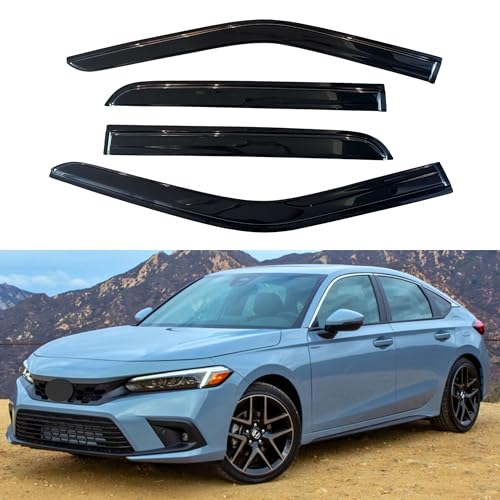 Image of IG Window Visor for Honda Civic Hatchback 2022-2024, Rain Guard Tape-On Extra Durable Sun Wind Side Vent Window Deflector Mugen Style, 2022 2023 2024 (Hatchback Only)