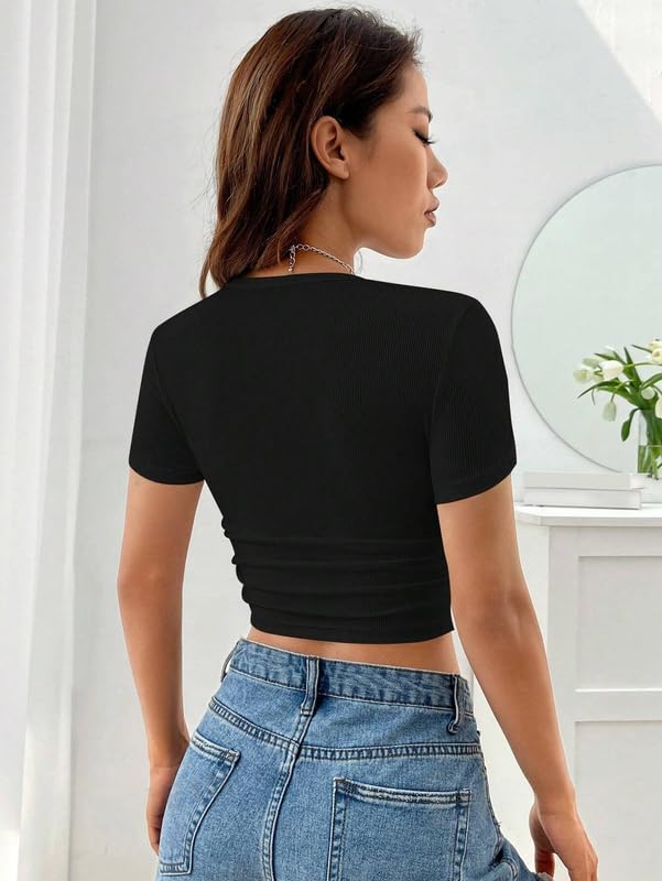 Image of Niren Enterprise Apple Short Sleeve Ribbed Modal Women Crop top, Pack of 1