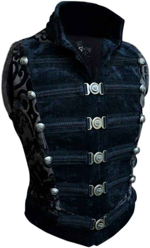 Chaleco Victoriano Para Hombre - Chaleco Gótico Steampunk Negro | Traje Medieval | Disfraz Halloween