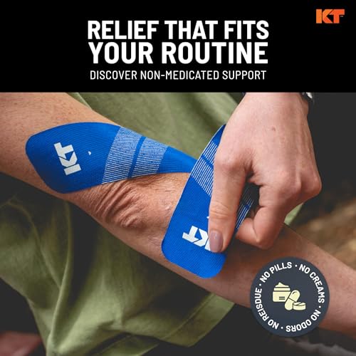 Image of KT Tape Pro Synthetic Elastic Kinesiology 20 Pre-Cut 10-inch Strips Therapeutic Tape, Jet Black