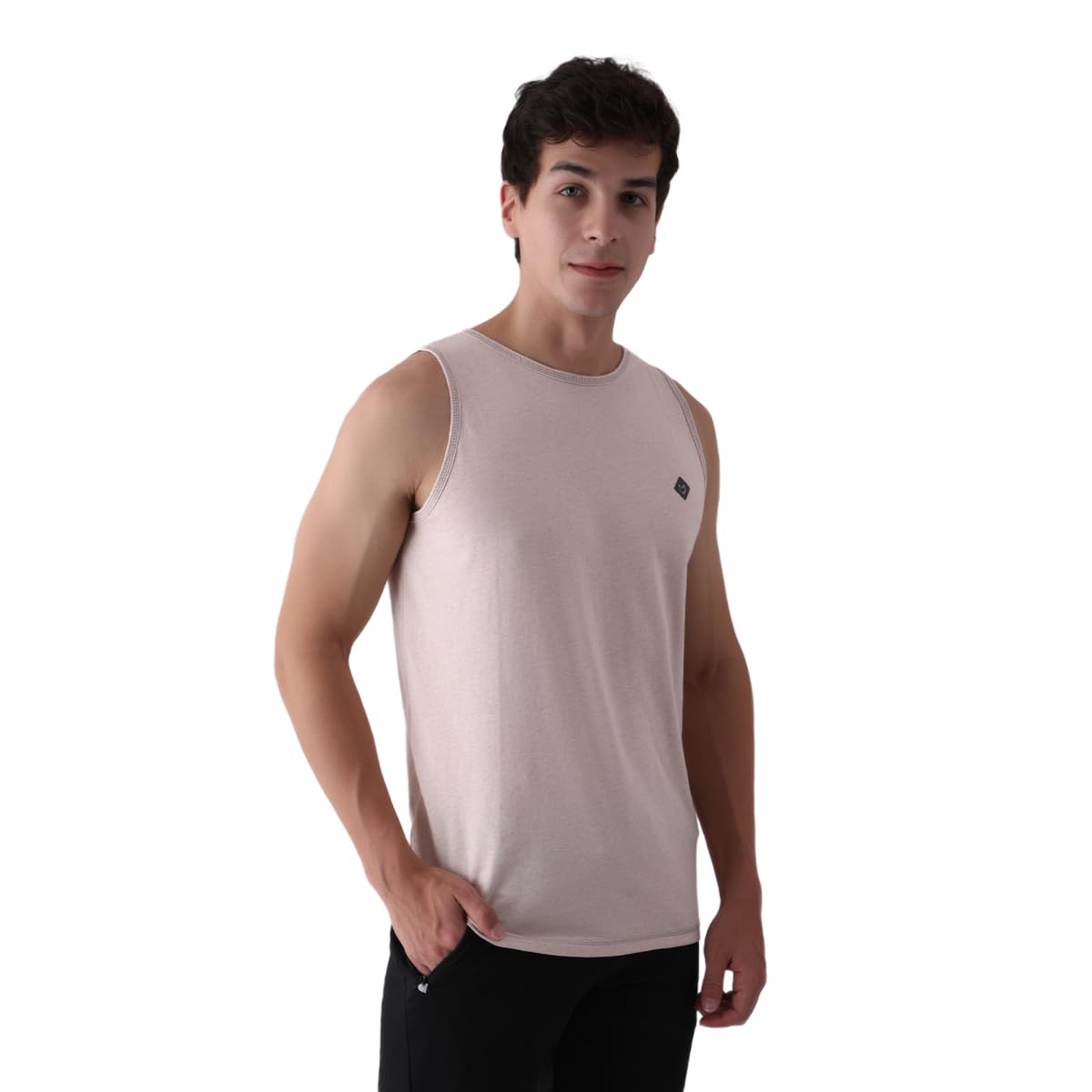 ALMO Men's Better Cotton Melange Outer Fashion Vest | Round Neck | Sleeveless | Regular Fit | Ideal for Gym/Sports/Lounging