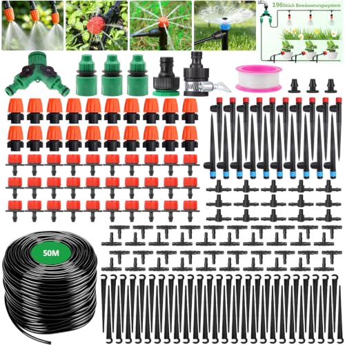 RIZENCE Bewässerungssystem Garten, 196 Stück Gartenbewässerung...