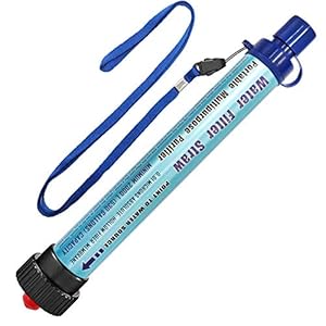 DeFe Filtre Eau Personnel 2000L Système de Filtration d’eau Élimine 99,9% des Bactéries Filtre à 0,01 Microns Paille Eau Potable pour Randonnée Voyage Backpacking Camping Survi (Bleu 1 Pack)