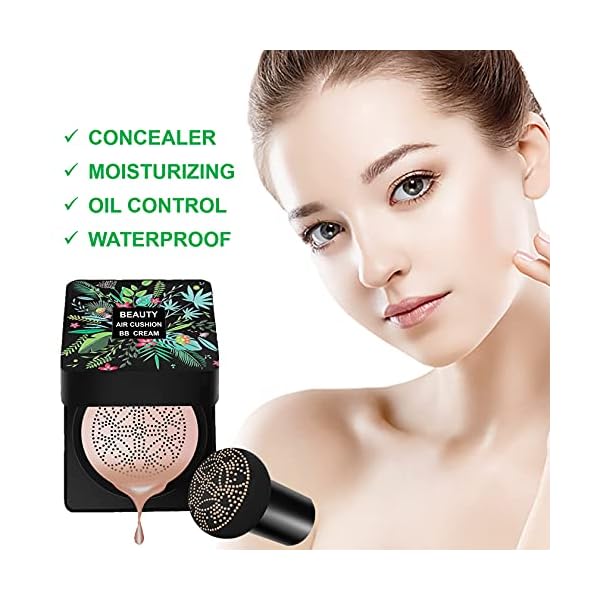 Mushroom Head Air Cushion CC Cream Foundation BB Cream Foundation Makeup Moisturizing CC Cream Liquid Foundation,Concealer Lasting Makeup Foundation Even Skin Tone Makeup Base Primer(Natural)