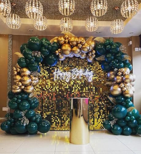 Image of Green and Gold Balloon Arch Kit, 140Pcs Emerald Forest Hunter Dark Green Metallic Gold Balloon Garland Kit for Wedding, Engagements, Birthday, Baby Shower, Anniversary Party Decorations