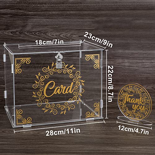 Image of Ywlake Acrylic Wedding Card Box with Lock and Slot, Money Cash Gift Box Holder, Clear Wedding Post Box Letter Envelope Boxes for Reception Anniversary Birthday Party Baby Shower (Transparent)