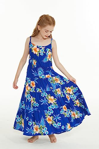 Image of Matchable Family Hawaiian Luau Men Women Girl Boy Clothes in Hibiscus Blue