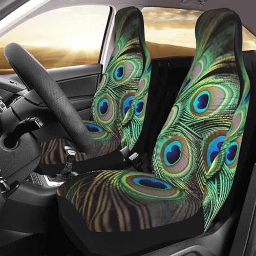 Housses de siège de voiture motif plume de paon pour voyager avec style et sérénité