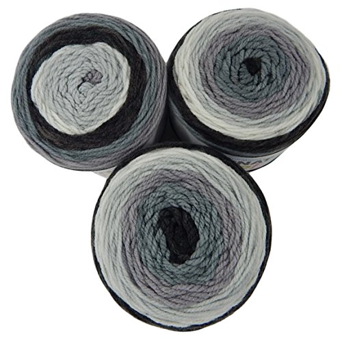 Bernat Pop Worsted Weight Self-Striping 3-Pack Acrylic Yarn 5 Ounces 280 Yards (Ebony And Ivory) #TOP1
