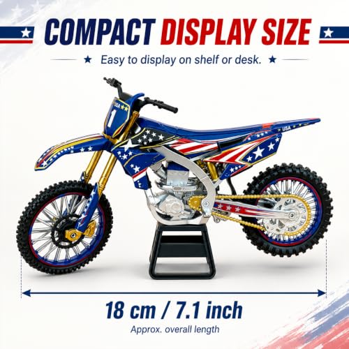 1:12 Scale Diecast Dirt Bike Model, NO.1 Motorcycle Replica with Racing Number Graphics, Alloy Body, Display Stand, Collectible Mini Motorbike for Motorcycle Enthusiasts - Image 3