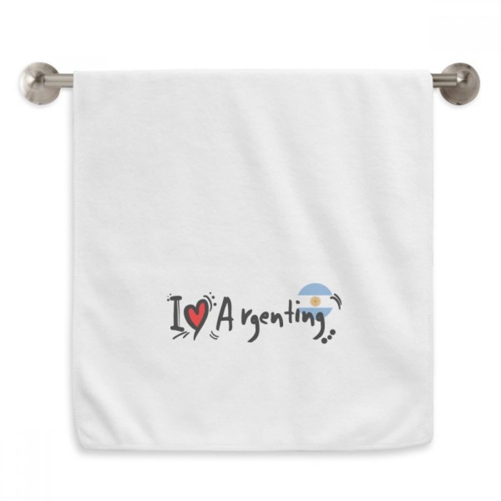 Serviette illustration J'aime Argentine blanche cadeau idéal motif coeur