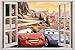 TJJS 3D Wandaufkleber Film 3D Fenster Aufkleber Wandaufkleber Blitz Mcqueen Family Art Wandtattoo