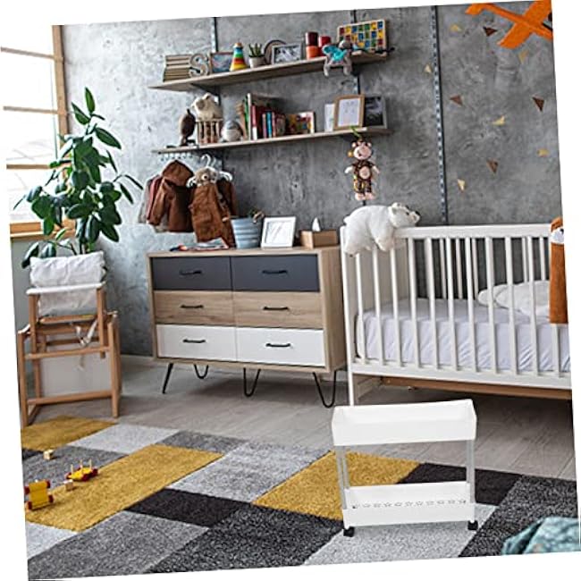 Cabilock 1Pc Kitchen Double-Layer Trolley Rack with Wheels Multi-Layer Movable Storage Stand for Bathroom Lightweight and Portable for Organizing Scattered Objects-vxIu37bP