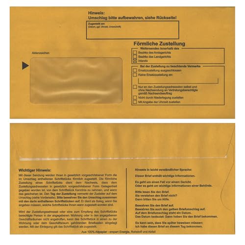 Postzustellungsumschläge DIN Lang „ Förmliche Zustellung “...