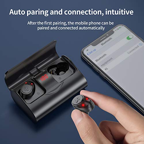 YATWIN Cuffie Bluetooth 5.1, Auricolari Bluetooth Senza Fili, Auricolari Wireless HD Stereo, Custodia Ricarica 3000mAh, più di 90 Ore di Riproduzione, IPX7,Mic, cuffie wireless, per iOS Android