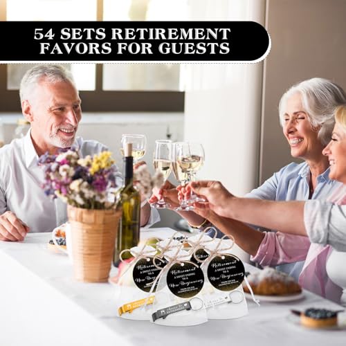 Maxcheck 54 Sets Cheers to Retirement Party Favors for Guests Bottle Opener Keychain with Thank You Tags Organza Bags Souvenirs Gifts for Christmas (Silver,Black,Gold) by Maxcheck - Image 6