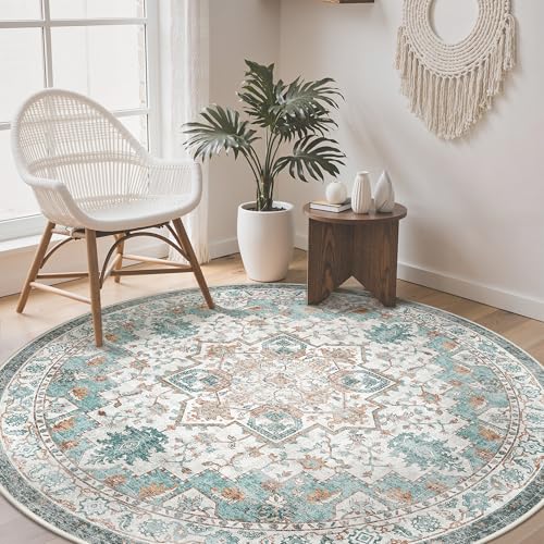 GENIMO Vintage Teppich, Teppiche Wohnzimmer, Waschbare Teppiche, Boho Teppich, Klein Carpet rutschfest