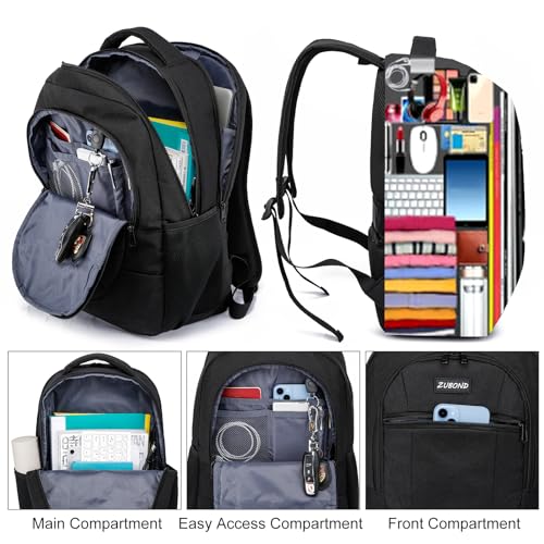 Image of ZUBOND Backpack for Men and Women, School Backpack for Boys and Girls, 15.6 Inch Travel Laptop Backpack with USB Charging Port, Water Resistant Slim Sturdy College Computer Bag