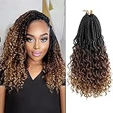 Goddess Box Braids Crochet Hair With Curly Ends 14 Inch Bohomian Box Braids Crochet Braids 8 Packs 3X Crochet Braids Synthetic Braiding Hair Extension for Black Women (14 Inch (Pack of 8), T1B 30 33)…