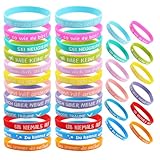 JUNJIEFU 36 Stück Motivationsarmbänder Kinder, 20.2cm Silikonarmband mit 12 Arten von inspirierenden Sprüchen kleine Geschenke für Kinder Teenager Kollegen und Mitarbeiter