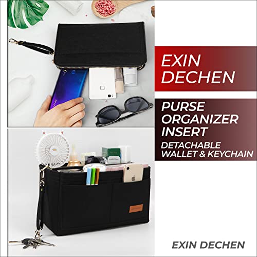Exin Dechen Purse Organizer Insert (Black, Medium) - Bag Organizer With Zipper Handbag, Bag Organizer For Tote & Purse, Perfect For Speedy Never Full And More… #TOP5