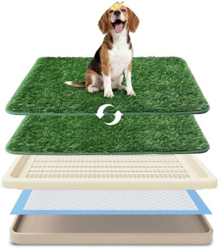 Dog Grass Pad with Tray, Utral Fast Drainage, 2 Washable Grass Pads