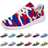Ciadoon Mens Camouflage Shoes Womens Running Walking Tennis Sneakers Blue Red Camo Patriotic Shoes G