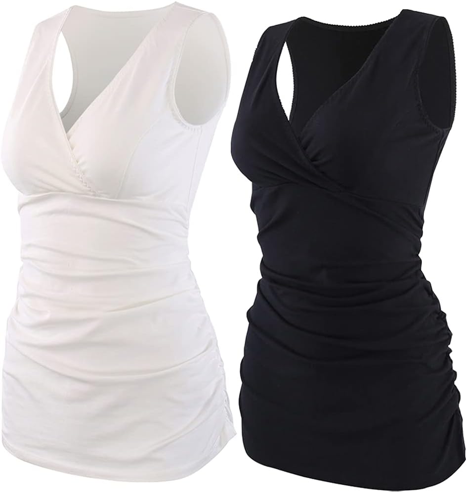 COLOMI Maternity Nursing Tank Top Women Maternity Pajama Tops Nursing Cami Sleep Bra for Breastfeeding