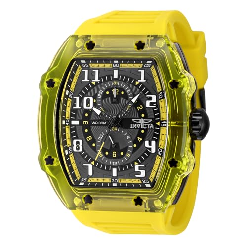 Invicta Racing Men 48.5mm Plastic Black + Yellow Yellow+Dark Grey dial VH61 Quartz