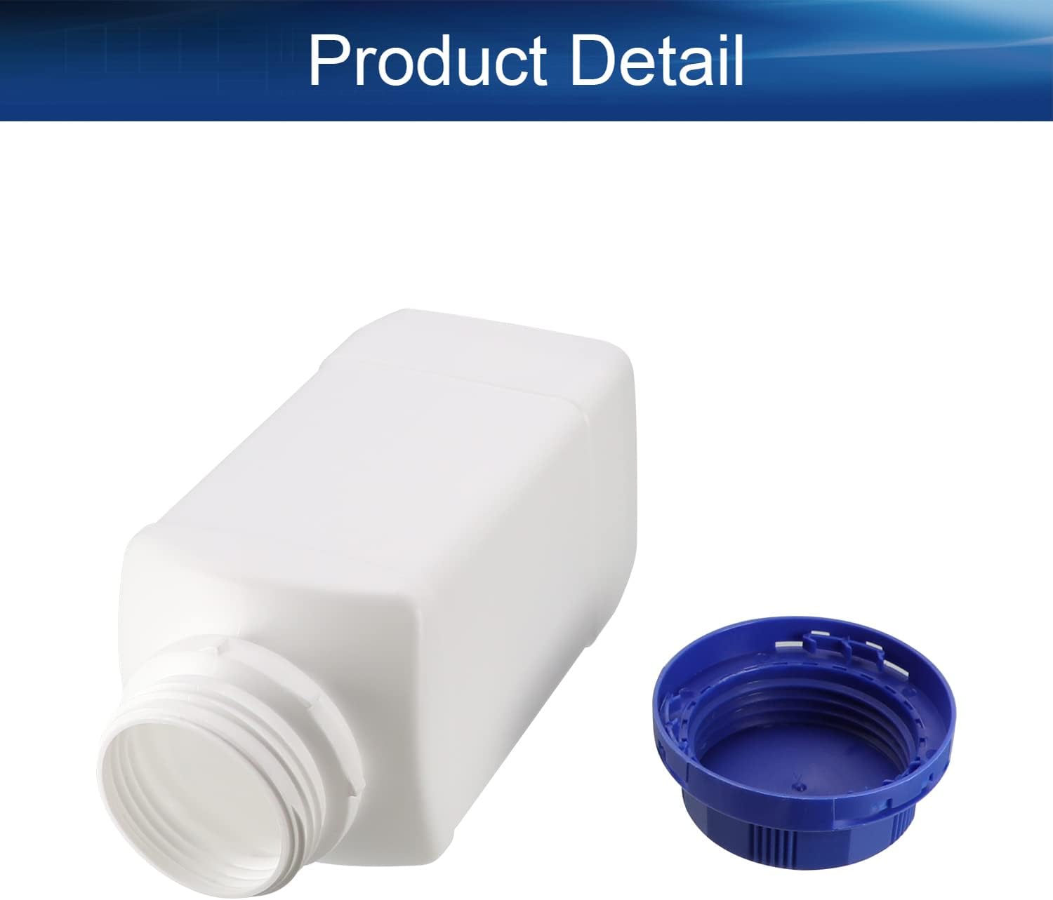 Bettomshin Plastic Lab Chemical Reagent Bottle 1000ml Wide Mouth Sample Sealing Liquid Storage Milky White Container Blue cap 5Pcs
