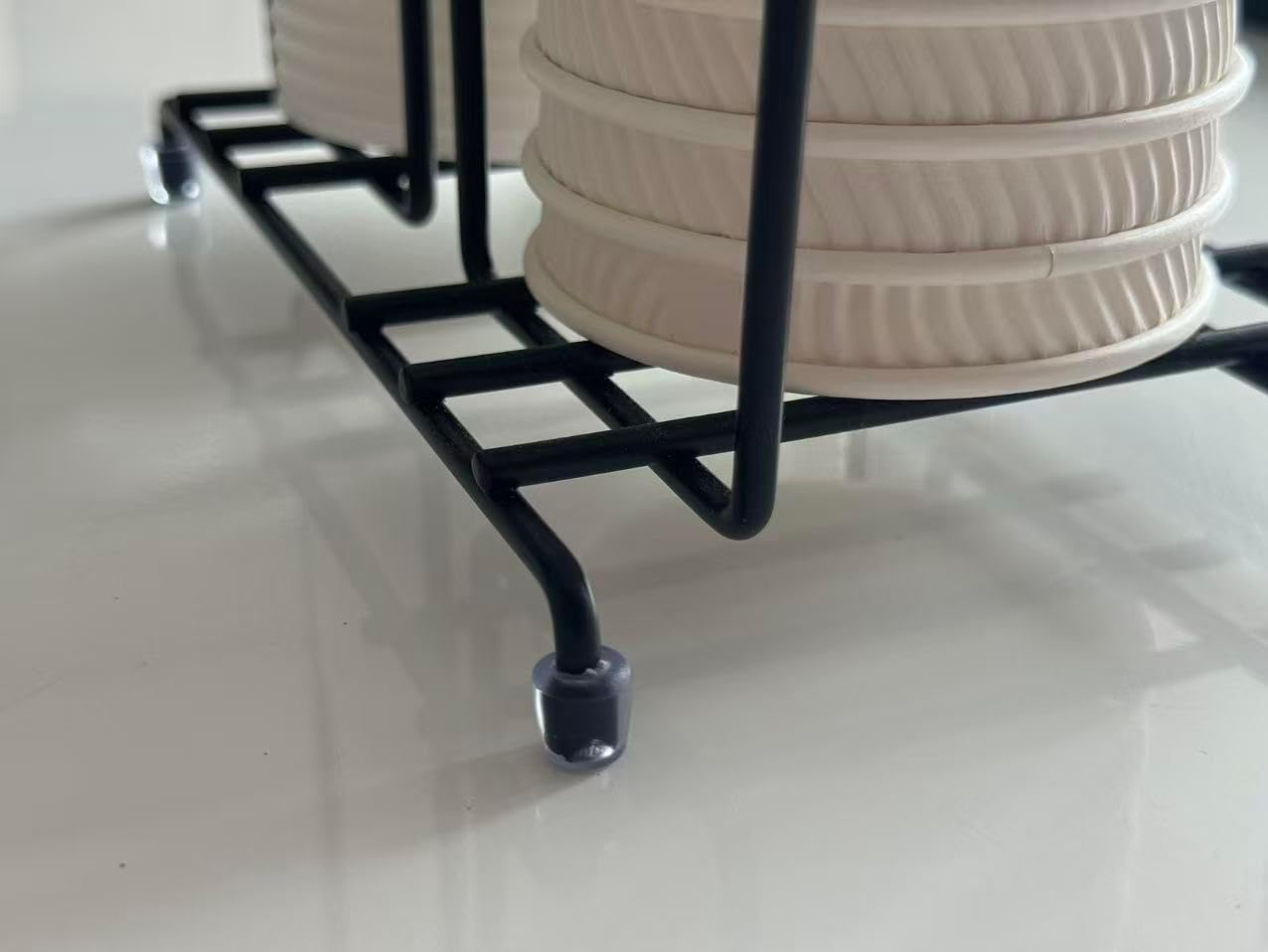 Coffee Cup Dispenser for Coffee Urn | 2-Compartment Wire Rack Organizer for Disposable Cups & Lids | Metal Beverage Station Holder for Coffee & Hot Drinks