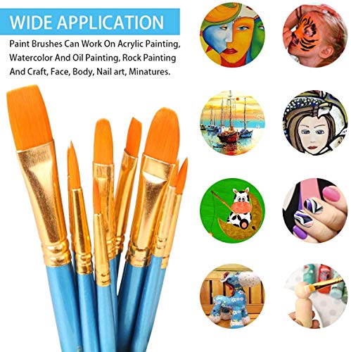 Vicloon 10-częściowy zestaw pędzli, profesjonalny zestaw pędzli, nylonowe włosie, przeznaczony do akrylu, oleju, akwareli, gwaszu i makijażu - Perłowy niebieski