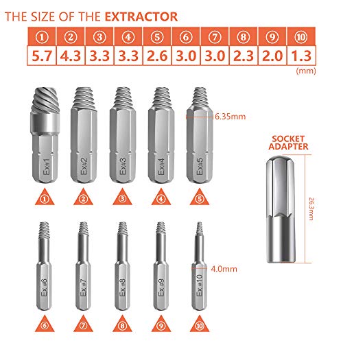 Screw Extractor Tool, XOOL Screw Extractor Kit 22 Pieces, with Magnetic Extension Drill Holder Adapter, Used for Disconnecting Screws and Bolts