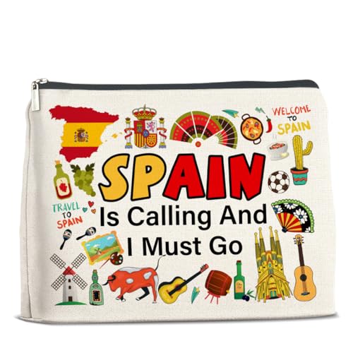 UPNEGE Spain Travel Gifts Makeup Bag - Spain Lover Cosmetic Bag Zipper Pouch