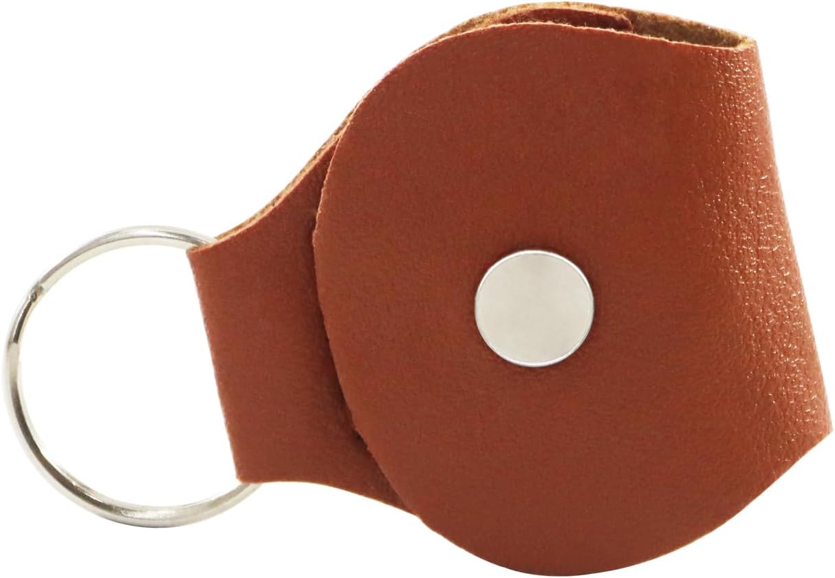 Leather Guitar Pick Holder Keychain, Accessory Gift, Dark Brown image 5