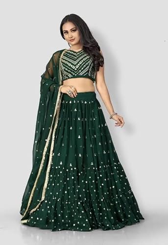 FESQVI green georgette lehenga choli – image 5