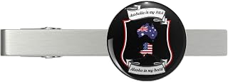 Australia in my DNA, Alaska in my heart Heritage Silver Tie Clip Tie Bar Veteran Gift