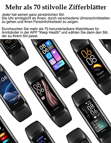 Foto von findtime Schrittzähler ohne App und Handy,Kalorienzähler Armband Touch Farbdisplay Fitness Tracker Damen Herren Smartwatch für iOS Android Stoppuhr Pulsuhr Laufuhr Fitnessuhr