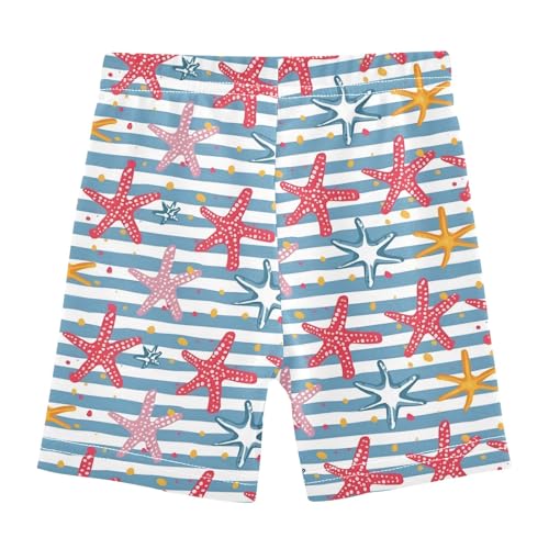 Starfish Striped Print Girls Shorts Elastic Waist Sports Shorts Girls Leggings Pants for 4-10 Years2