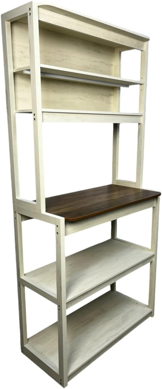 31.50" White and Rustic Brown 5-Tier Bakers Rack for Kitchen Storage