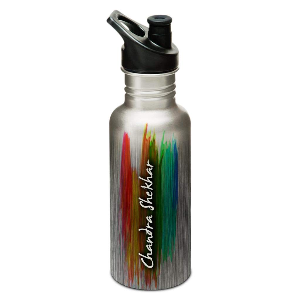 Hot Muggs® "Chandra_Shekhar" Me PaintBrush Stainless Steel Sports Cap Water Bottle, 600ml